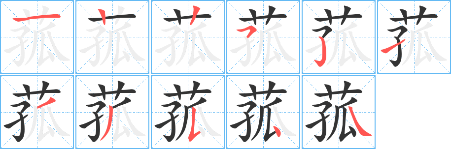 菰字的笔顺笔画分步演示