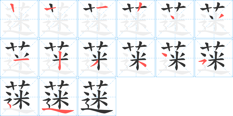 蒾字的笔顺笔画分步演示
