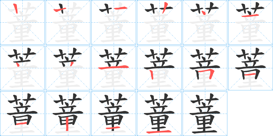 蕫字的笔顺笔画分步演示