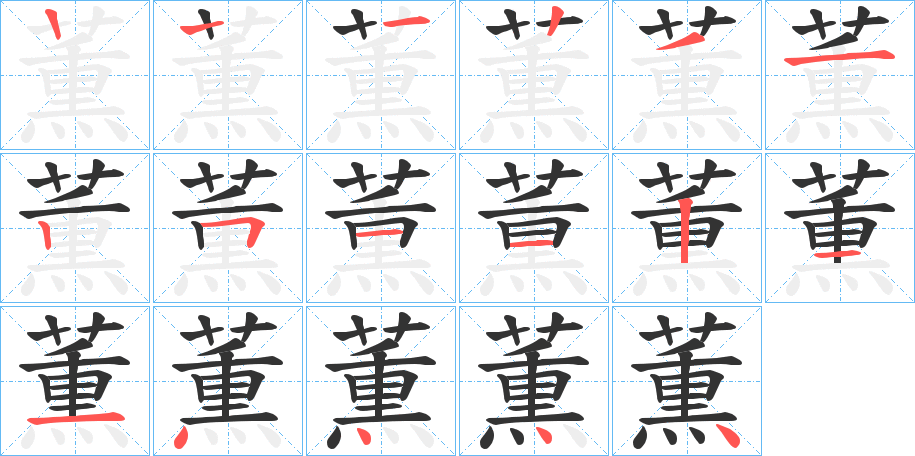 薫字的笔顺笔画分步演示
