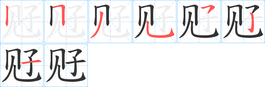 觃字的笔顺笔画分步演示