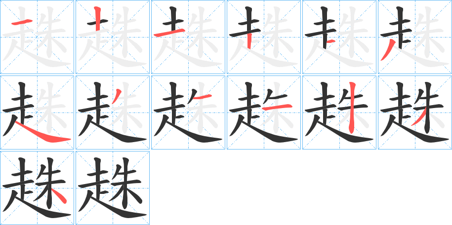 趎字的笔顺笔画分步演示