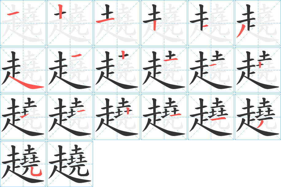 趬字的笔顺笔画分步演示