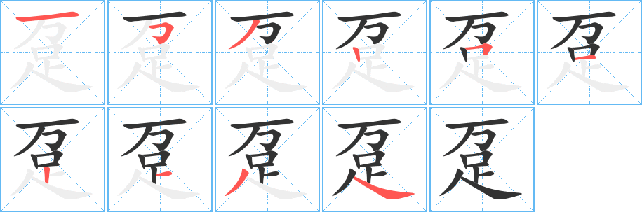 趸字的笔顺笔画分步演示
