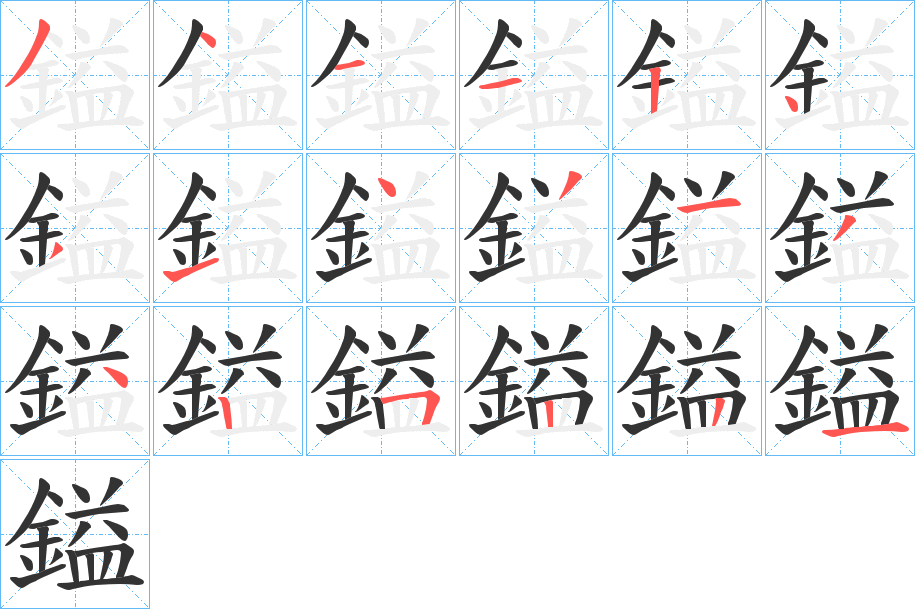 鎰字的笔顺笔画分步演示