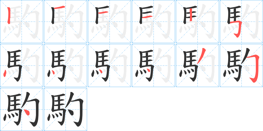 馰字的笔顺笔画分步演示