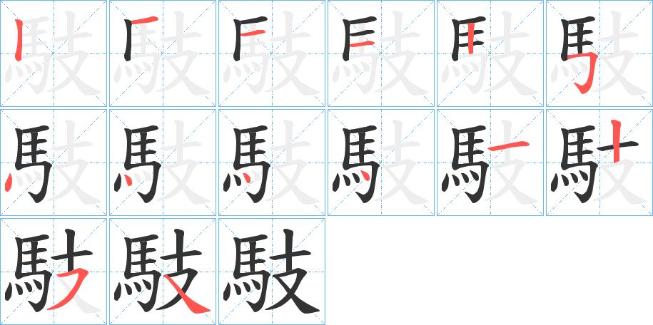 馶字的笔顺笔画分步演示