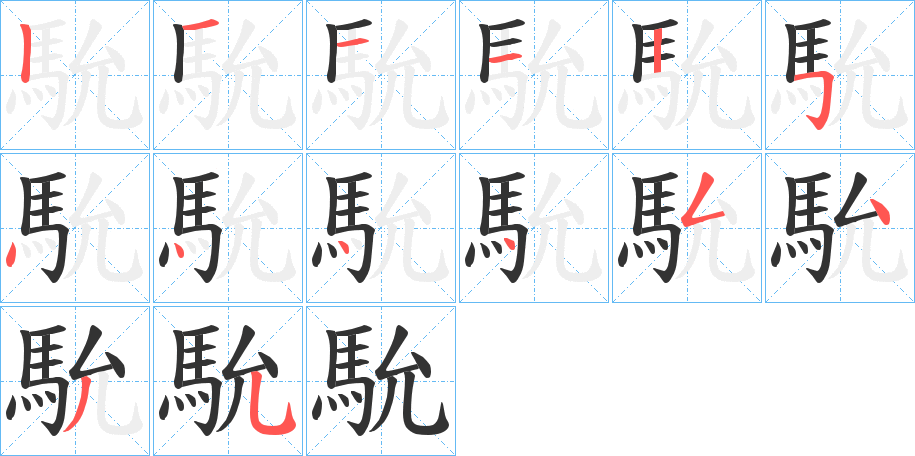 馻字的笔顺笔画分步演示