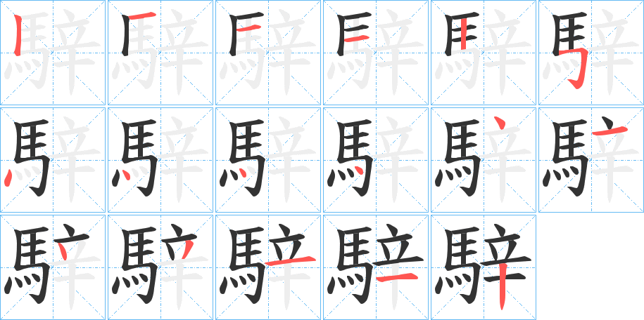 騂字的笔顺笔画分步演示