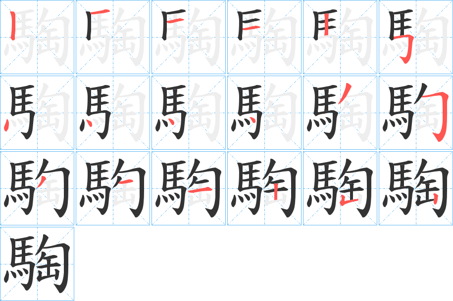 騊字的笔顺笔画分步演示