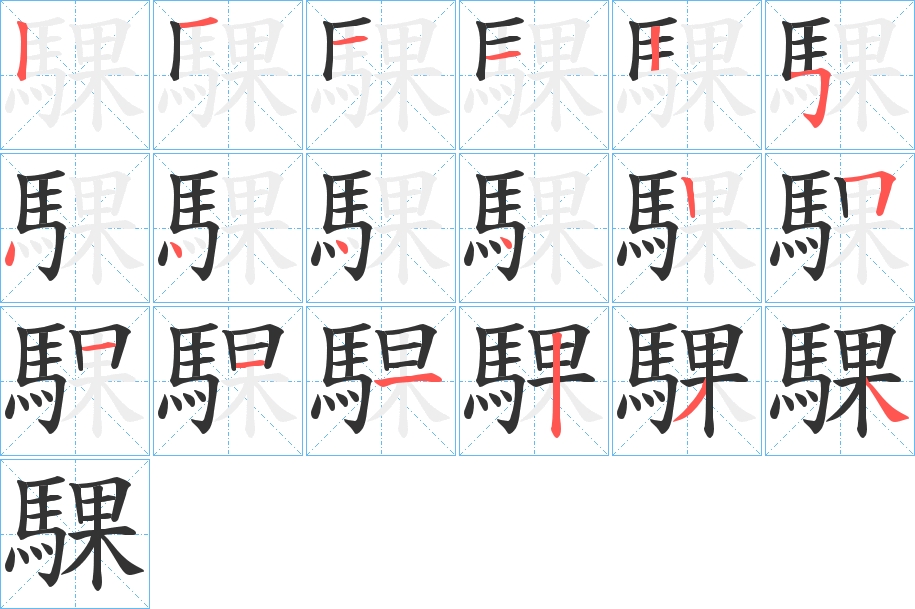騍字的笔顺笔画分步演示