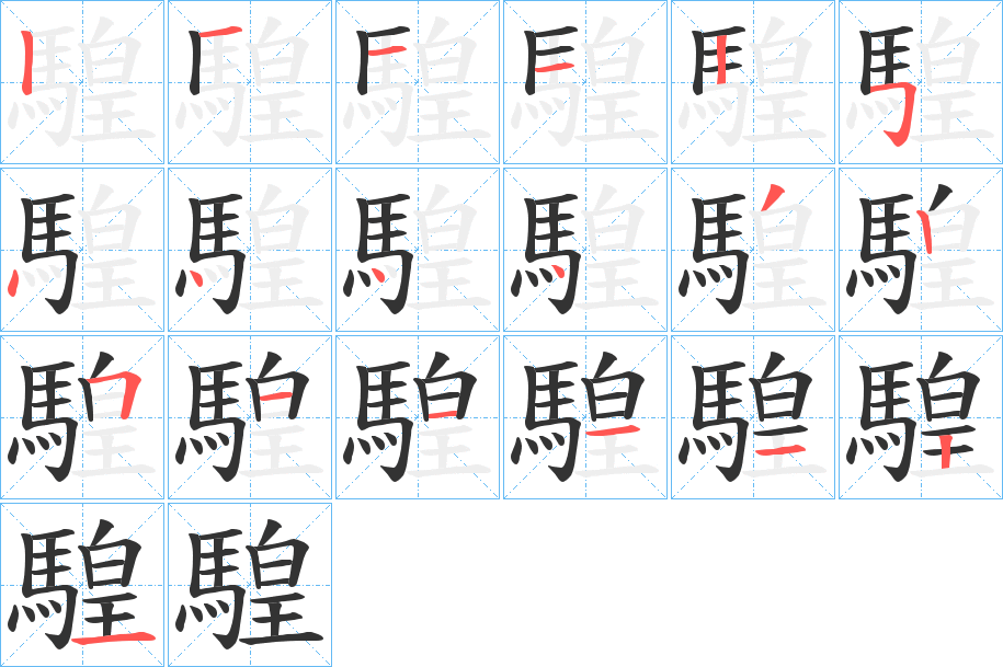 騜字的笔顺笔画分步演示