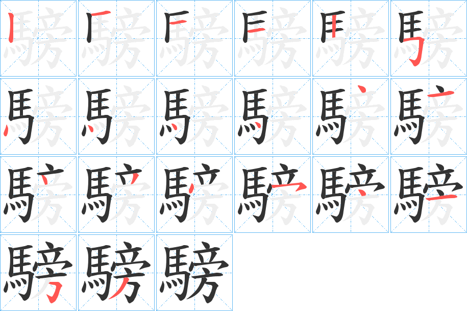 騯字的笔顺笔画分步演示