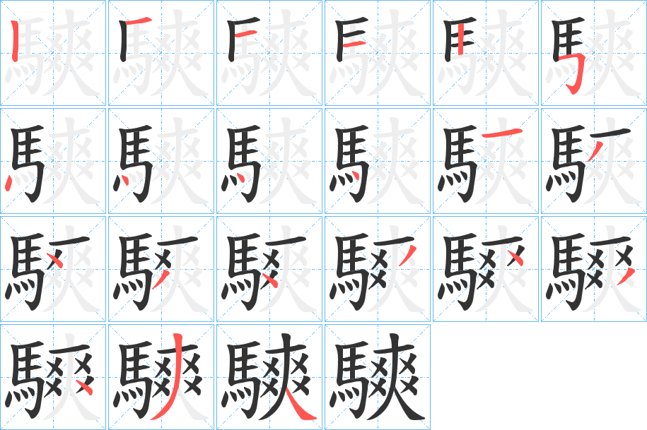騻字的笔顺笔画分步演示