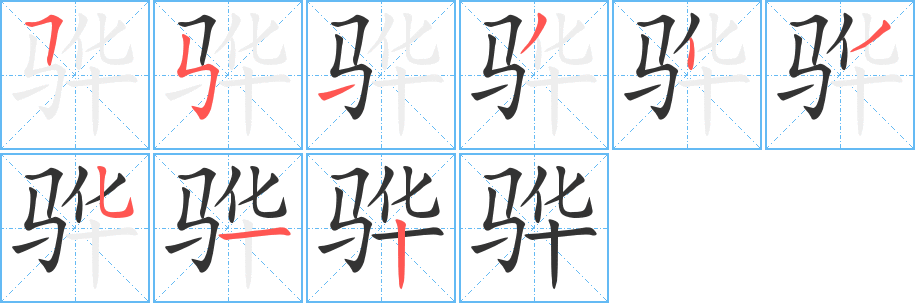 骅字的笔顺笔画分步演示