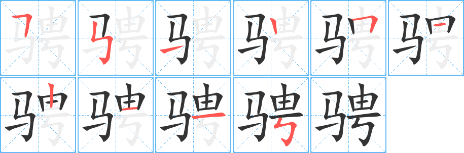 骋字的笔顺笔画分步演示