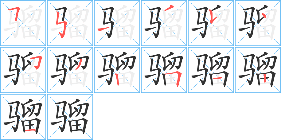 骝字的笔顺笔画分步演示