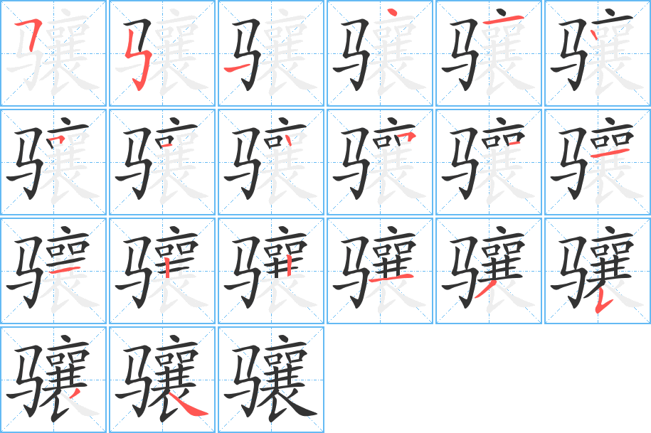 骧字的笔顺笔画分步演示