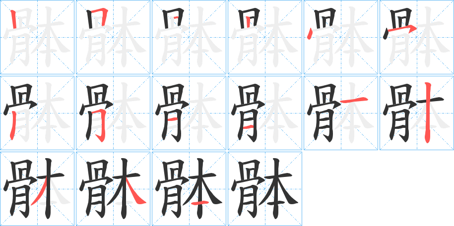 骵字的笔顺笔画分步演示