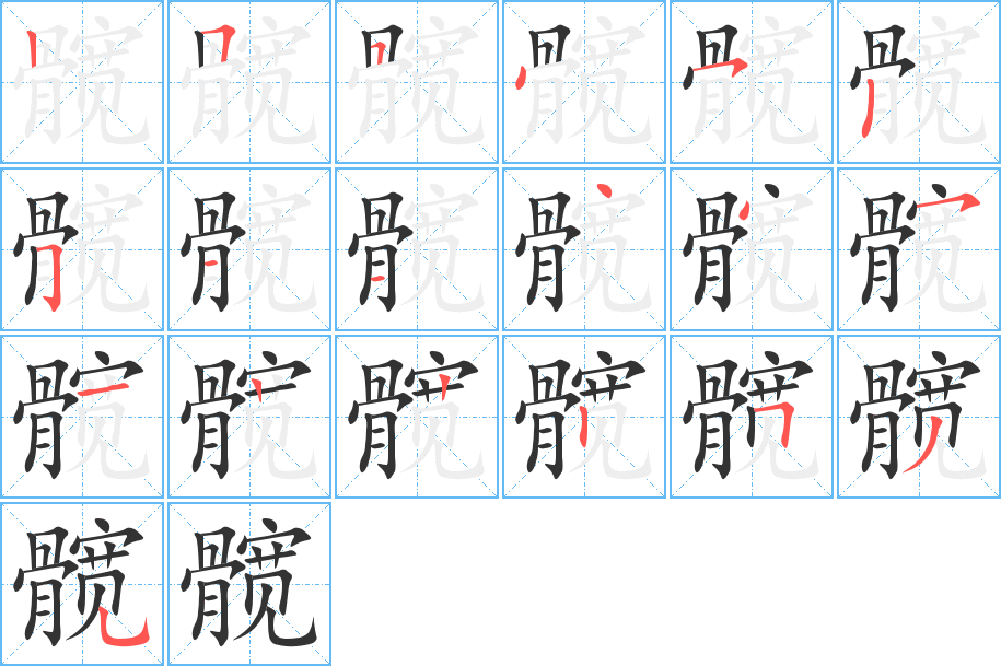 髋字的笔顺笔画分步演示