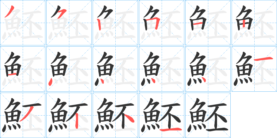 魾字的笔顺笔画分步演示