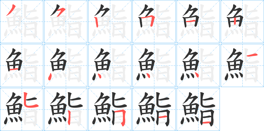鮨字的笔顺笔画分步演示