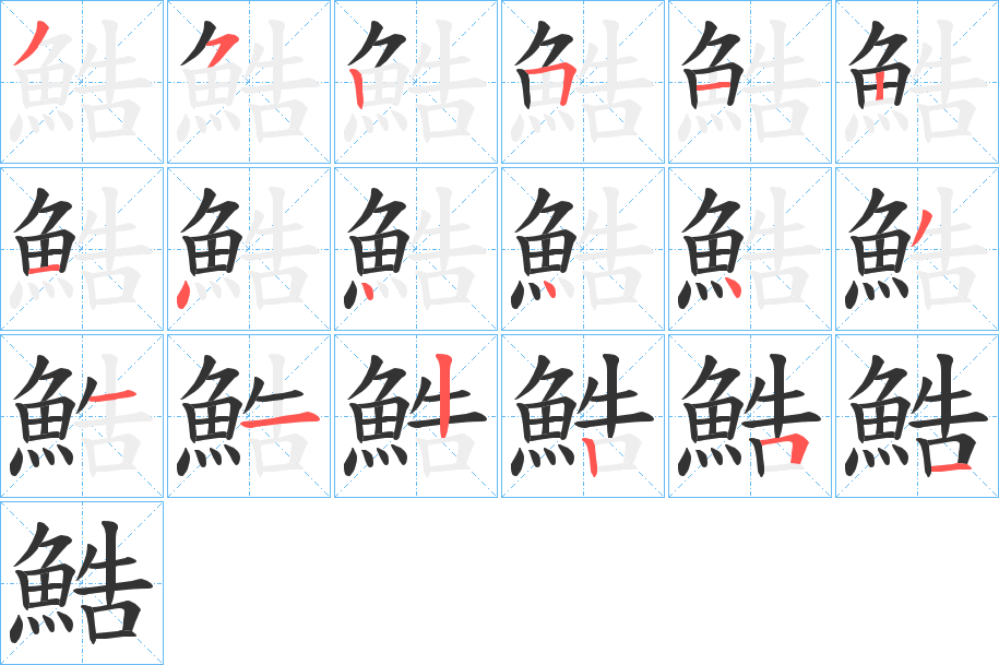 鯌字的笔顺笔画分步演示