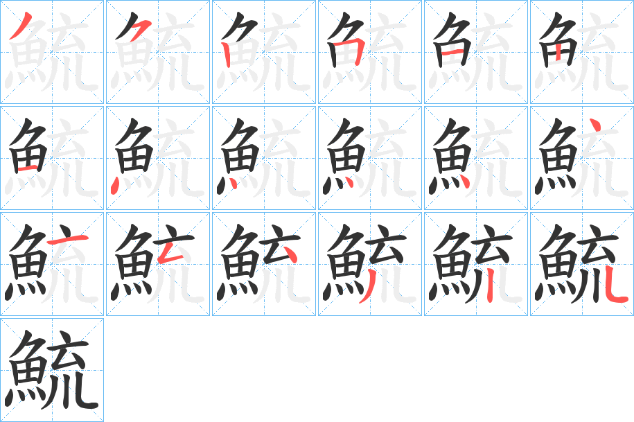 鯍字的笔顺笔画分步演示