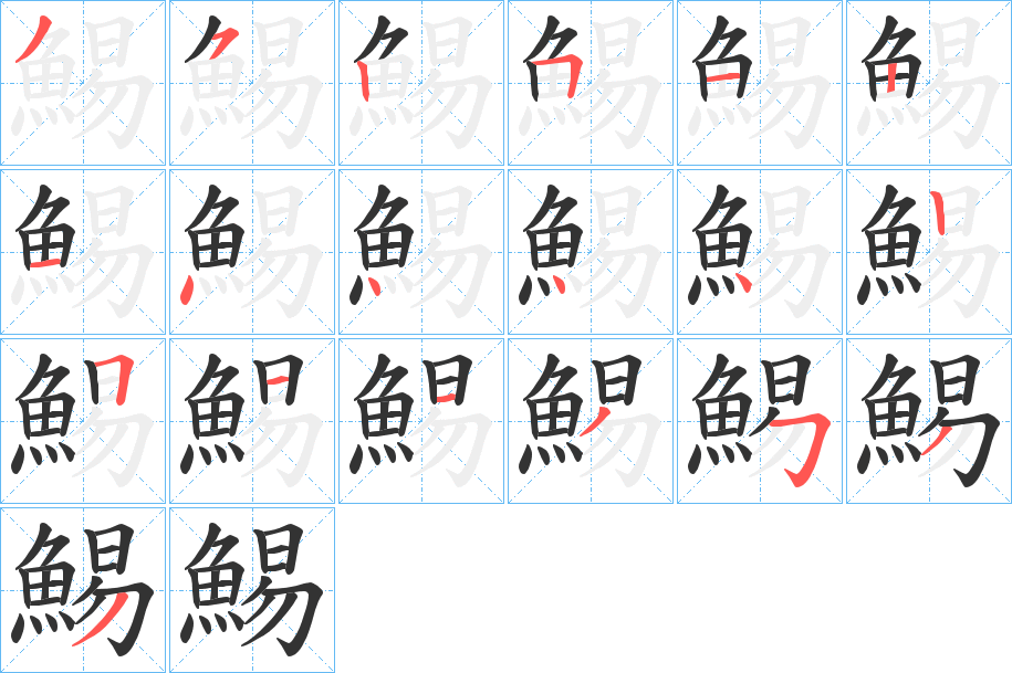 鯣字的笔顺笔画分步演示