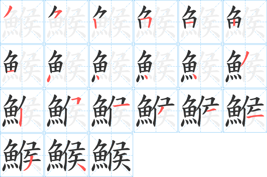 鯸字的笔顺笔画分步演示