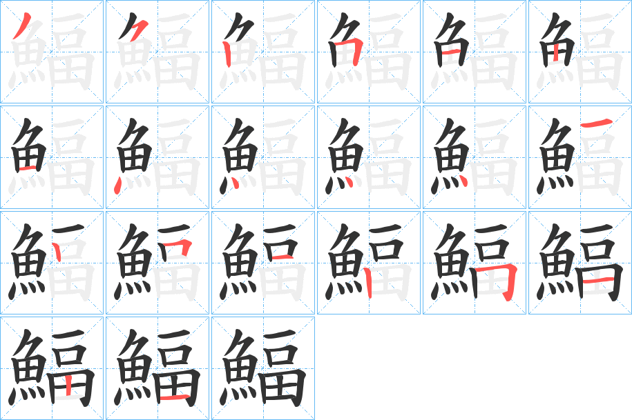 鰏字的笔顺笔画分步演示