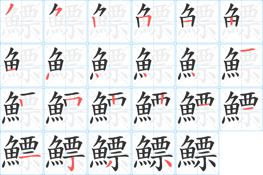 鰾字的笔顺笔画分步演示