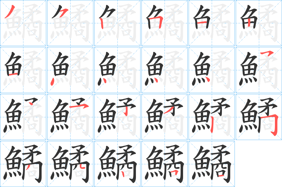 鱊字的笔顺笔画分步演示
