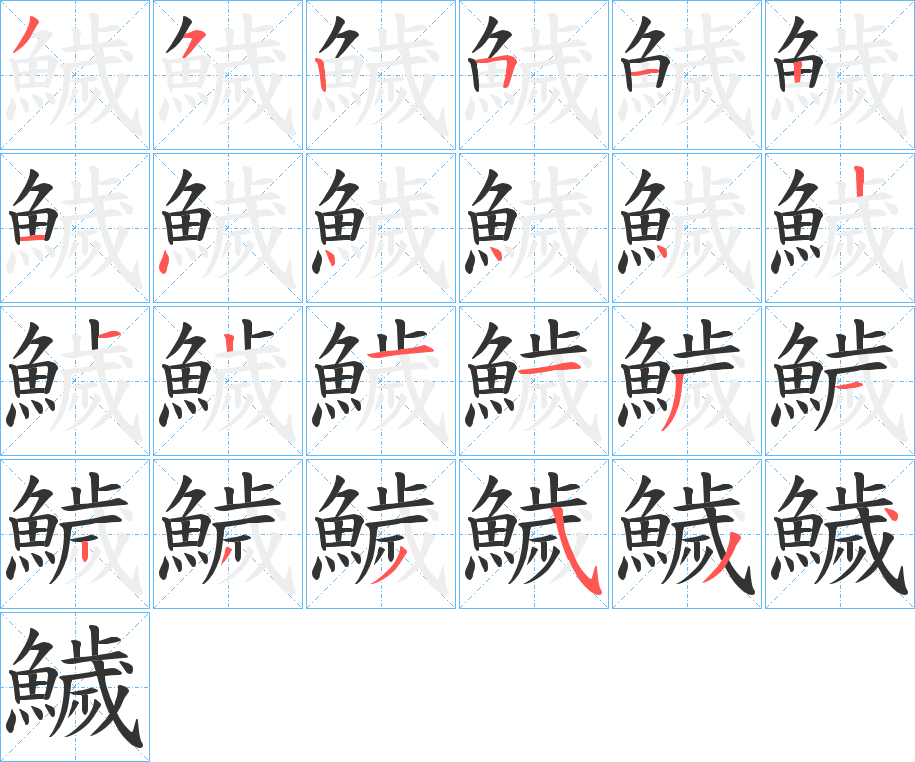 鱥字的笔顺笔画分步演示