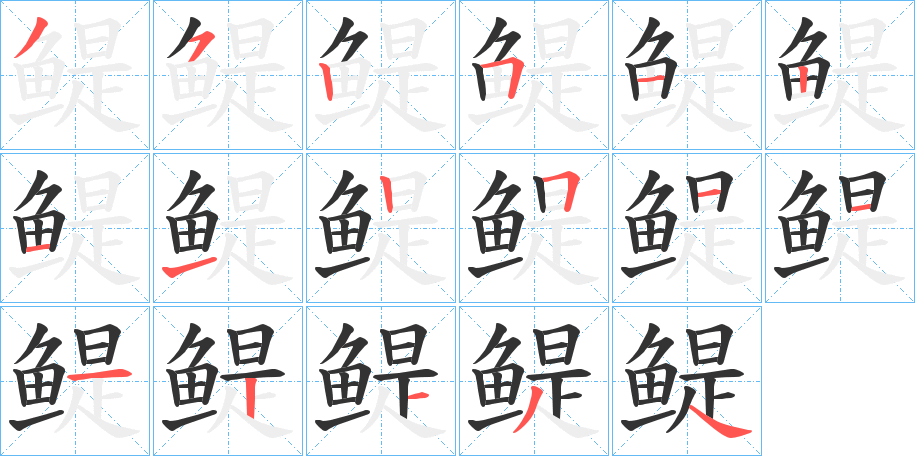 鳀字的笔顺笔画分步演示