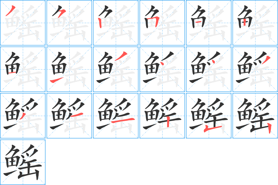 鳐字的笔顺笔画分步演示