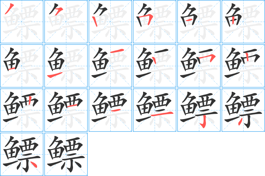 鳔字的笔顺笔画分步演示