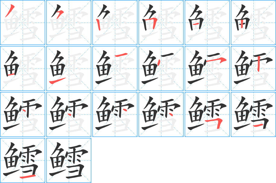 鳕字的笔顺笔画分步演示