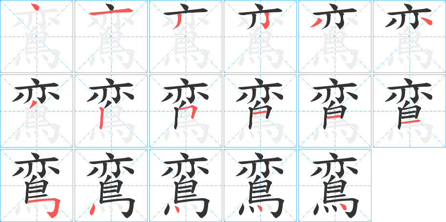 鵉字的笔顺笔画分步演示