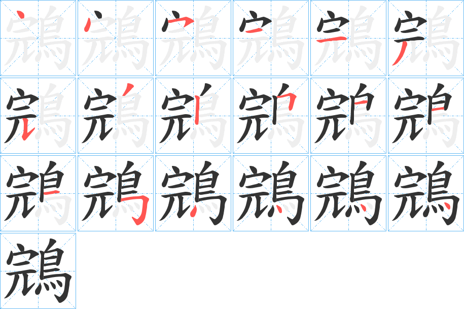 鵍字的笔顺笔画分步演示