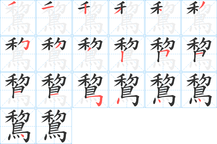 鵹字的笔顺笔画分步演示