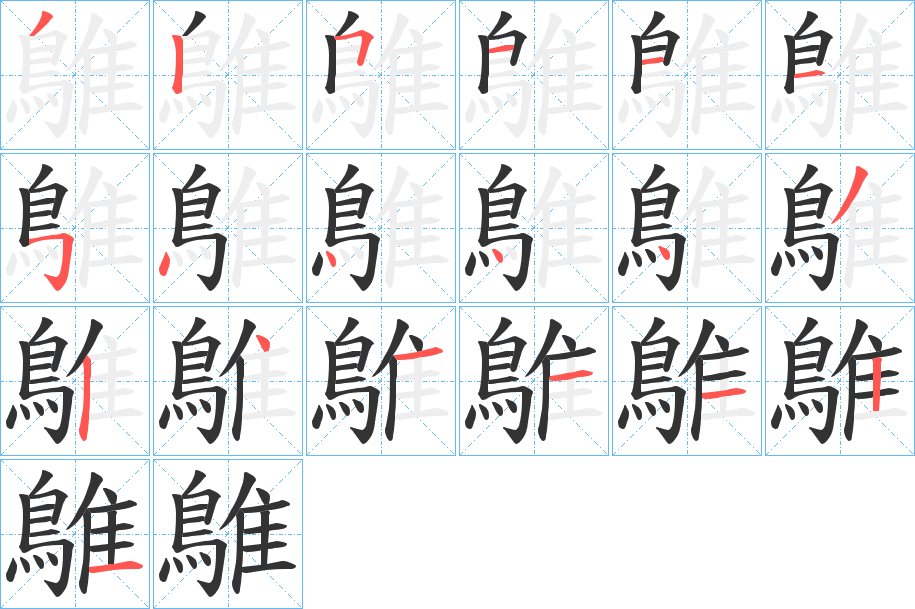 鵻字的笔顺笔画分步演示