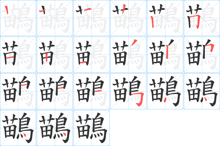 鶓字的笔顺笔画分步演示