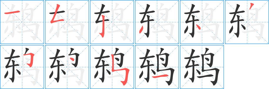 鸫字的笔顺笔画分步演示